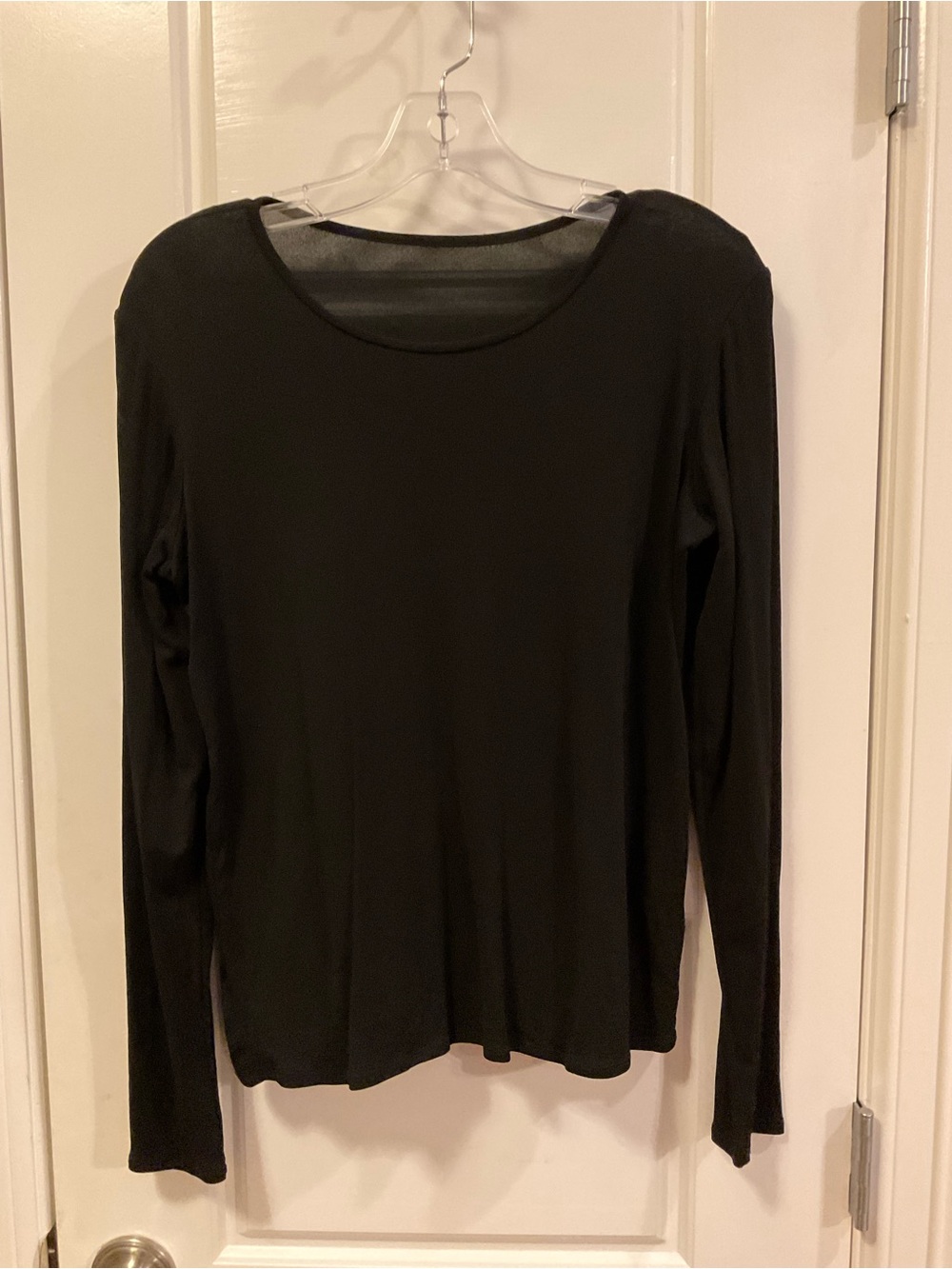 Eileen Fisher Scoop Neck Long Sleeve Black Top